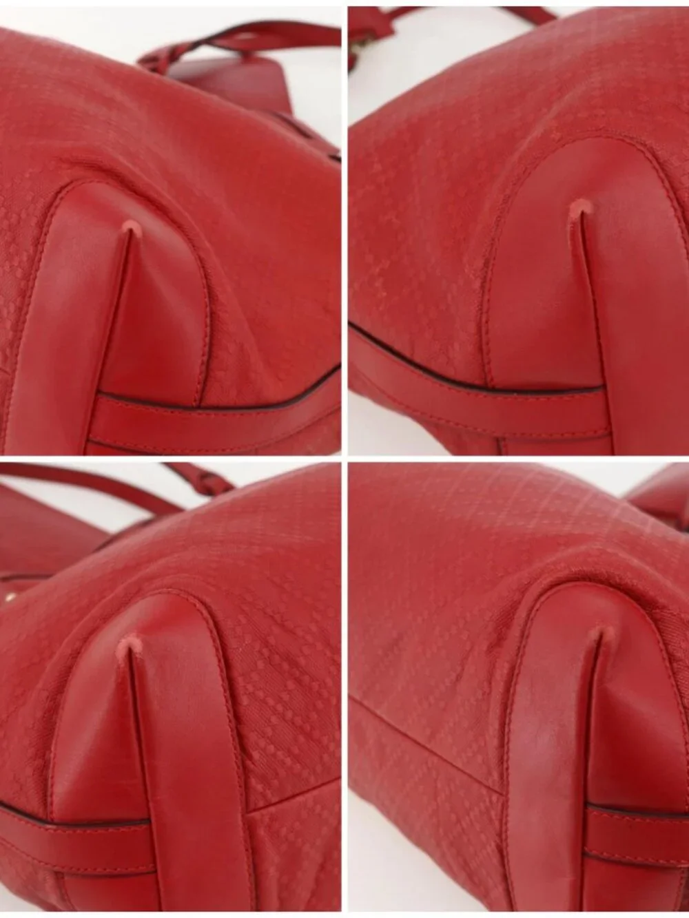 GUCCI Diamante Tote Bag PVC Red Gold 247209 Auth 175652